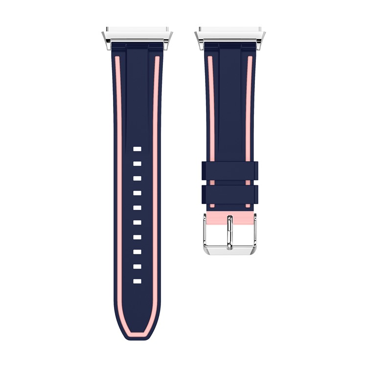 Bi-color Adjustable Sports Silicone Bracelet Strap Wristband Replacement for Fitbit Ionic - Dark Blue / Pink-2