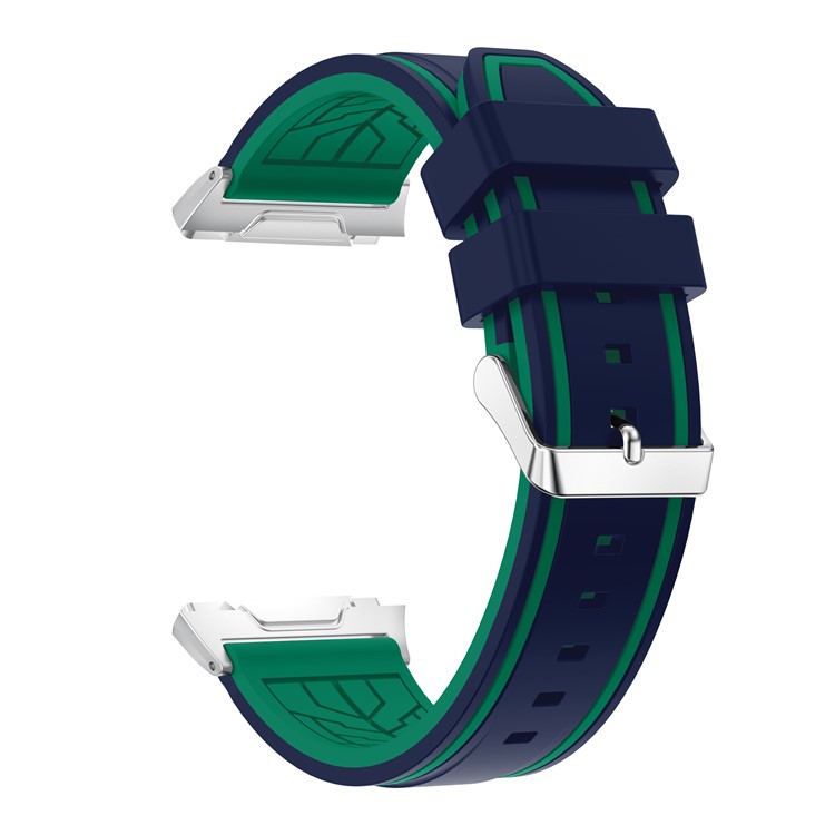 Bi-color Soft Silicone Watch Band Replacement for Fitbit Ionic - Dark Blue / Green-1