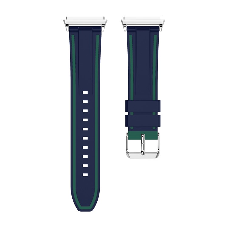 Bi-color Soft Silicone Watch Band Replacement for Fitbit Ionic - Dark Blue / Green-2