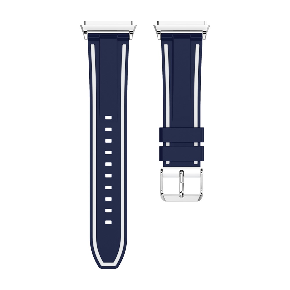 Bi-color Silicone Adjustable Replacement Sport Strap for Fitbit Ionic - Dark Blue / White-2