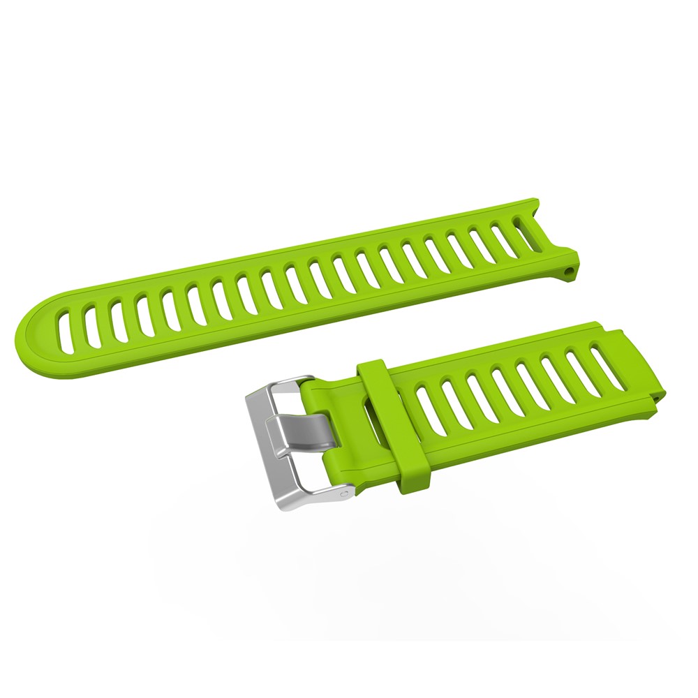 Metal Buckle Soft Flexible Silicone Watch Band Replacement with Installment Tool Kit for Garmin Forerunner 910XT - Green-2