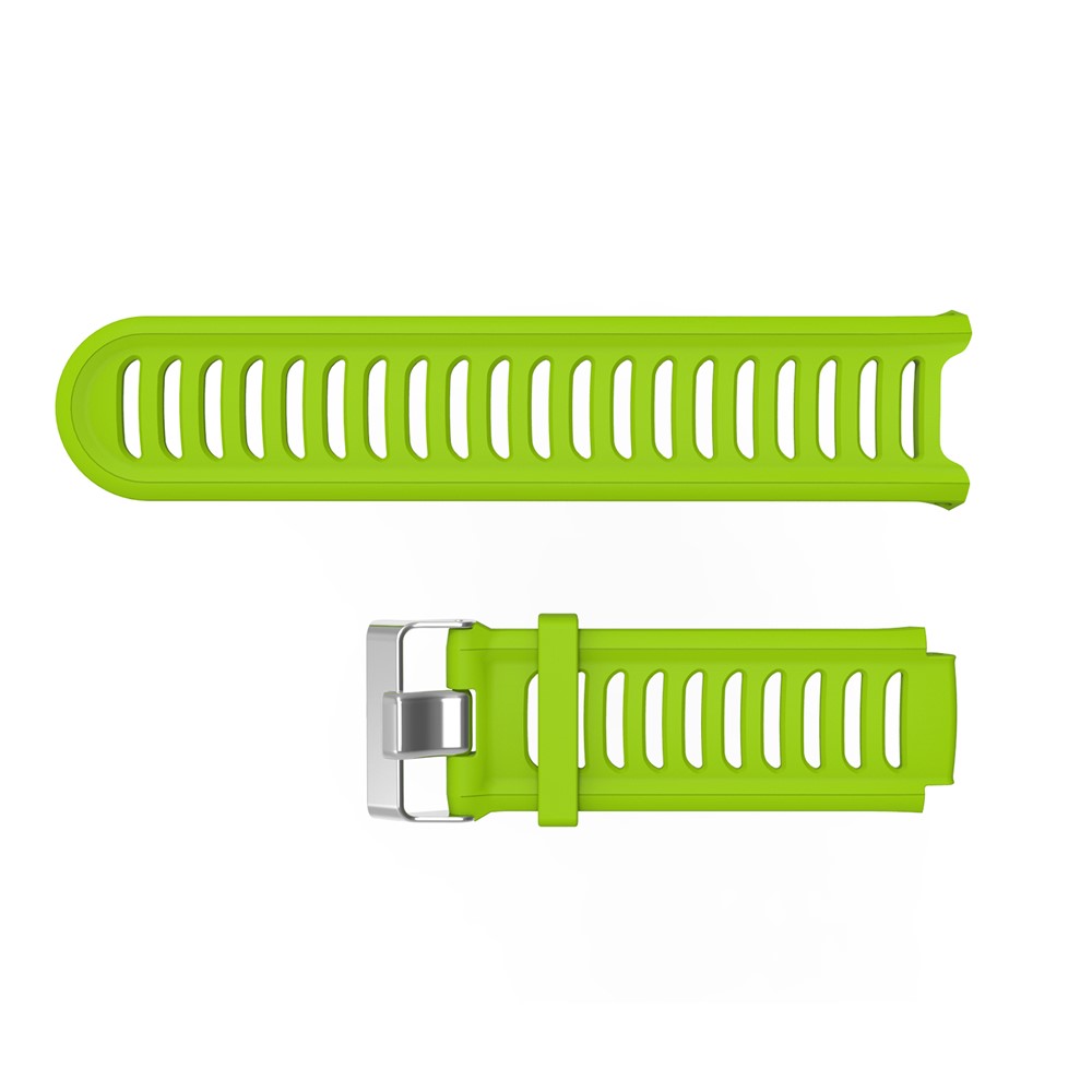 Metal Buckle Soft Flexible Silicone Watch Band Replacement with Installment Tool Kit for Garmin Forerunner 910XT - Green-3