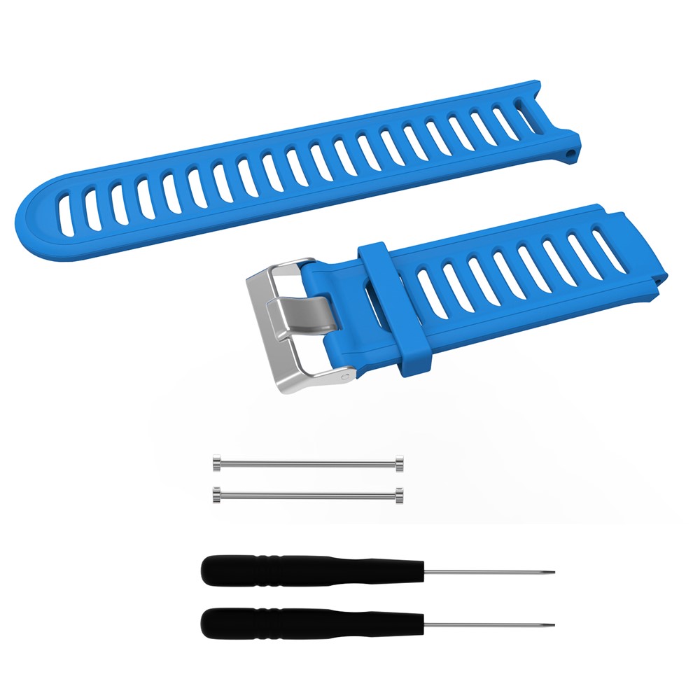 Metal Buckle Flexible Silicone Watch Band Replacement with Installment Tool Kit for Garmin Forerunner 910XT - Blue-1