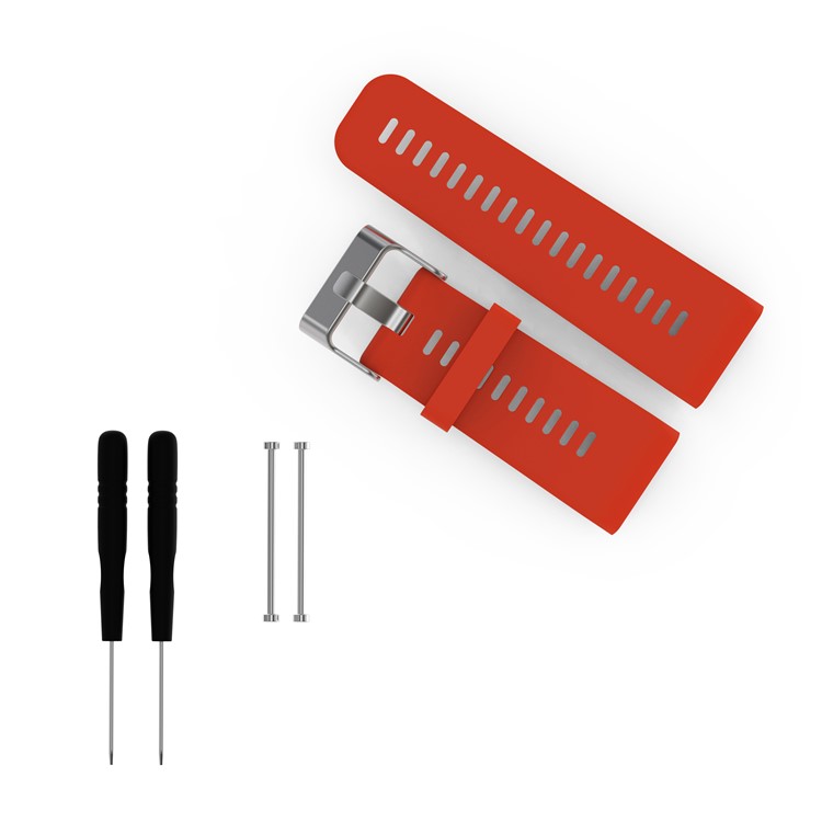 Metal Buckle Flexible Silicone Replacement Watch Band with Installment Tool Kit for Garmin Vivoactive HR - Red-1