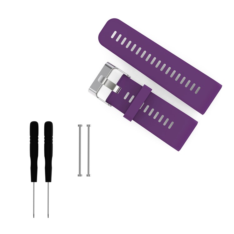 Metal Buckle Soft Flexible Silicone Watch Strap Replacement with Installment Tool Kit for Garmin Vivoactive HR - Purple-1