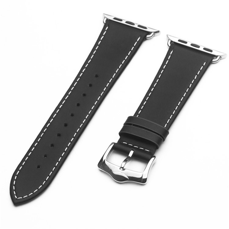 QIALINO Top Layer Cowhide Leather Strap for Apple Watch Series 4 40mm / Series 3 / 2 / 1 38mm - Black-1