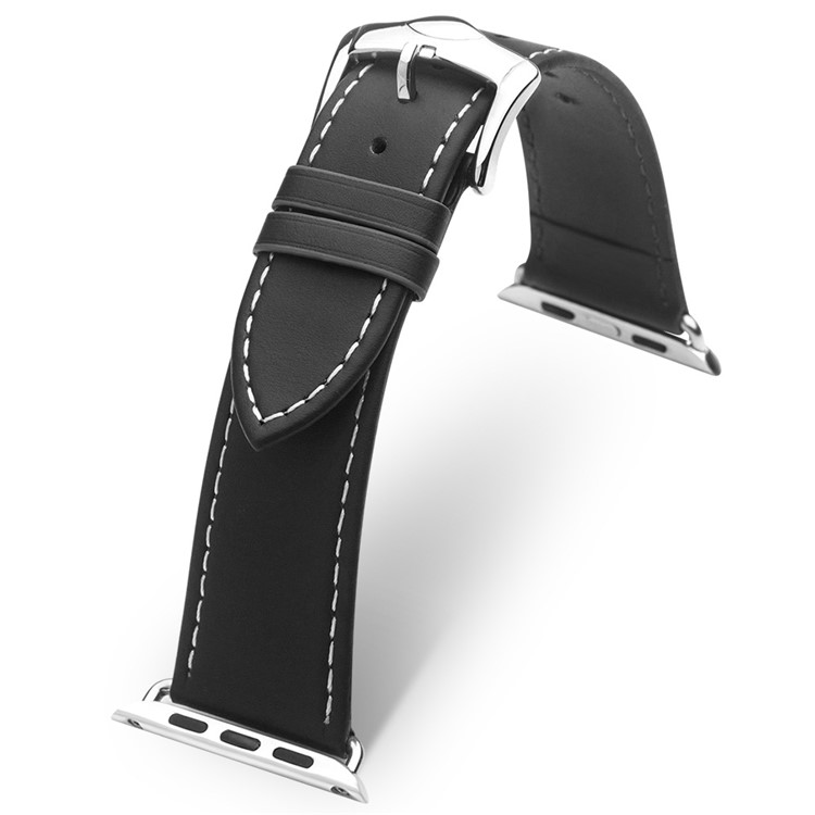 QIALINO Top Layer Cowhide Leather Strap for Apple Watch Series 4 40mm / Series 3 / 2 / 1 38mm - Black-4