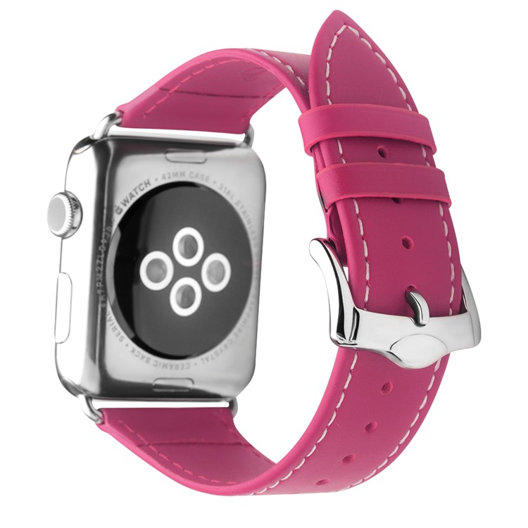 QIALINO Top Layer Cowhide Leather Band for Apple Watch Series 5 4 40mm / Series 3 / 2 / 1 38mm - Rose-2