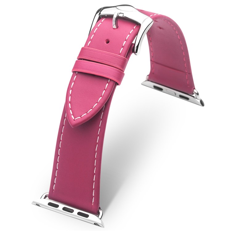 QIALINO Top Layer Cowhide Leather Band for Apple Watch Series 5 4 40mm / Series 3 / 2 / 1 38mm - Rose-4