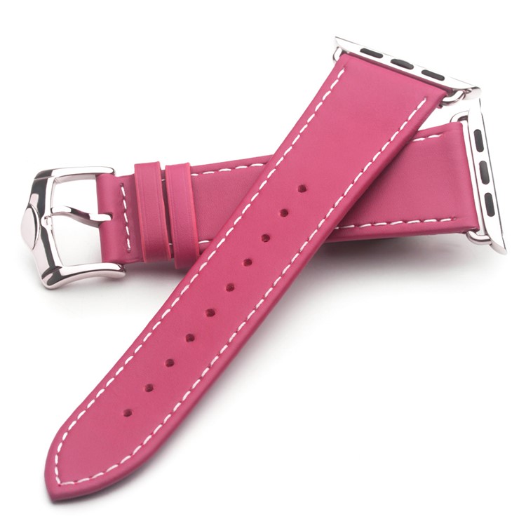 QIALINO Top Layer Cowhide Leather Band for Apple Watch Series 5 4 40mm / Series 3 / 2 / 1 38mm - Rose-5
