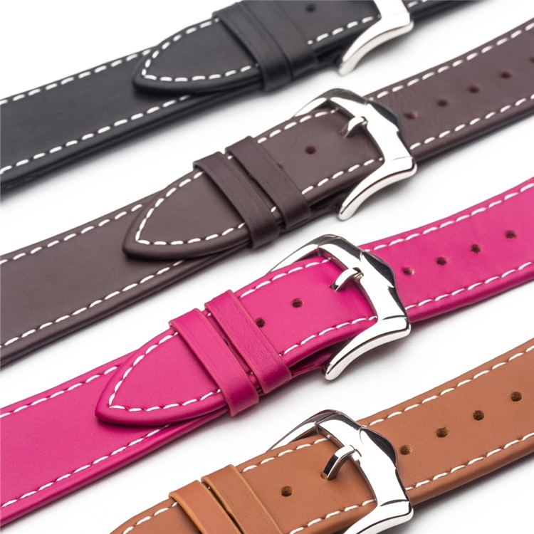 QIALINO Top Layer Cowhide Leather Watch Strap Replacement for Apple Watch Series 4 40mm / Series 3 / 2 / 1 38mm - Coffee-7