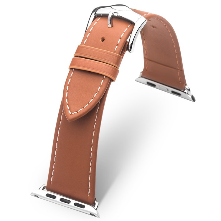 QIALINO Top Layer Cowhide Leather Band with Classic Buckle for Apple Watch Series 4 40mm / Series 3 / 2 / 1 38mm - Brown-3