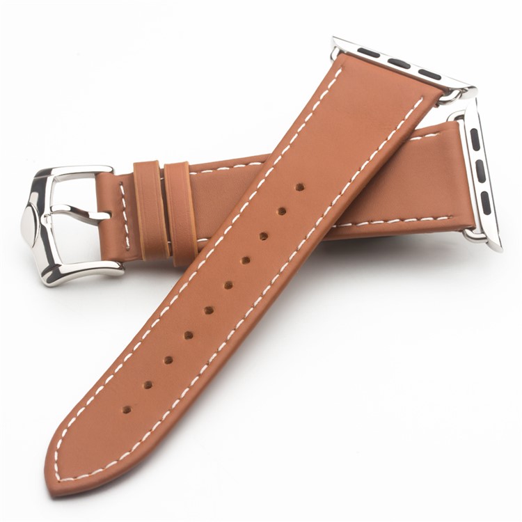 QIALINO Top Layer Cowhide Leather Band with Classic Buckle for Apple Watch Series 4 40mm / Series 3 / 2 / 1 38mm - Brown-4