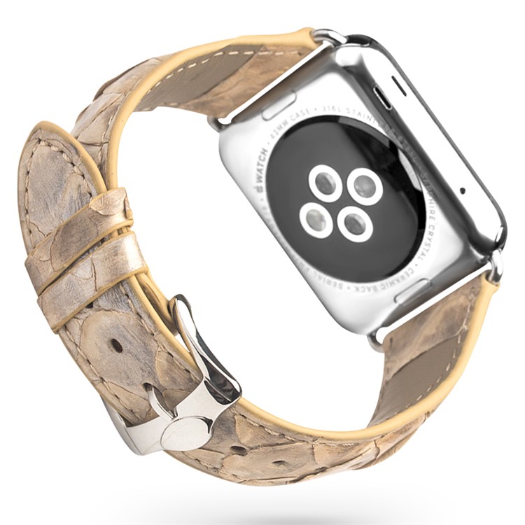 QIALINO Morelia Spilota Texture Genuine Leather Watch Band for Apple Watch Series 4 44mm / Series 3 2 1 42mm-1