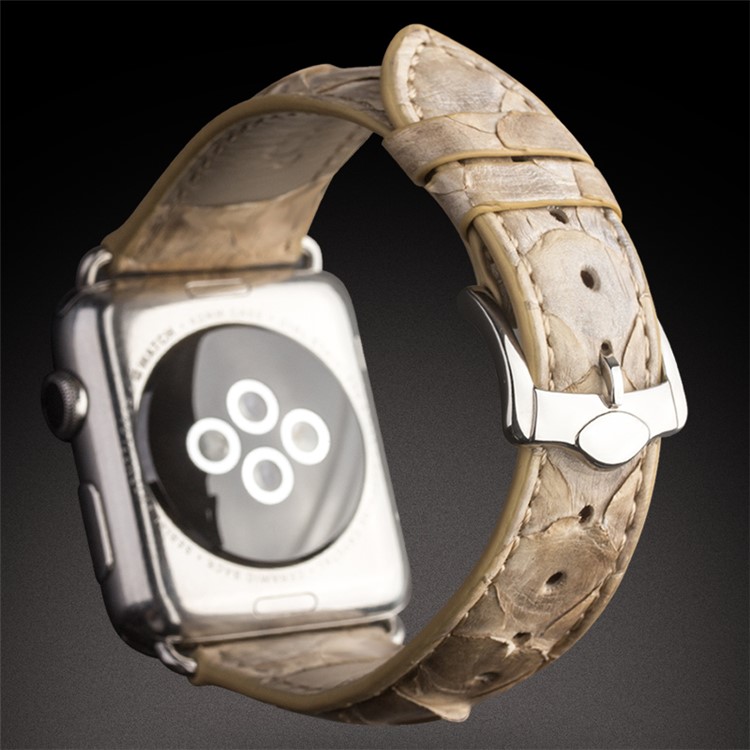 QIALINO Morelia Spilota Texture Genuine Leather Watch Band for Apple Watch Series 4 44mm / Series 3 2 1 42mm-7