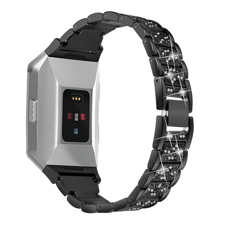 Zinc Alloy Rhinestone Decor Replacement Watch Strap for Fitbit Ionic - Black-1