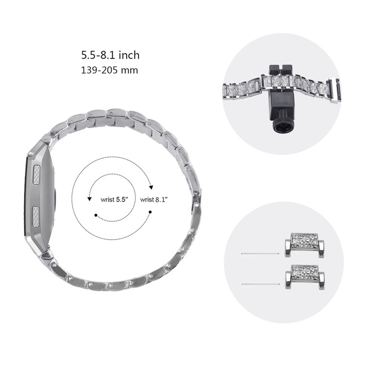 Zinc Alloy Rhinestone Decor Replacement Watch Strap for Fitbit Ionic - Black-2