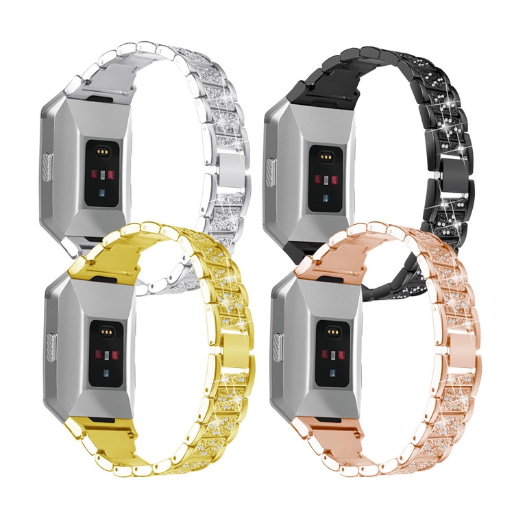 Zinc Alloy Rhinestone Decor Replacement Watch Strap for Fitbit Ionic - Black-3