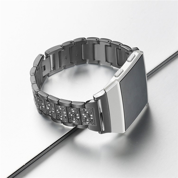 Zinc Alloy Rhinestone Decor Replacement Watch Strap for Fitbit Ionic - Black-5