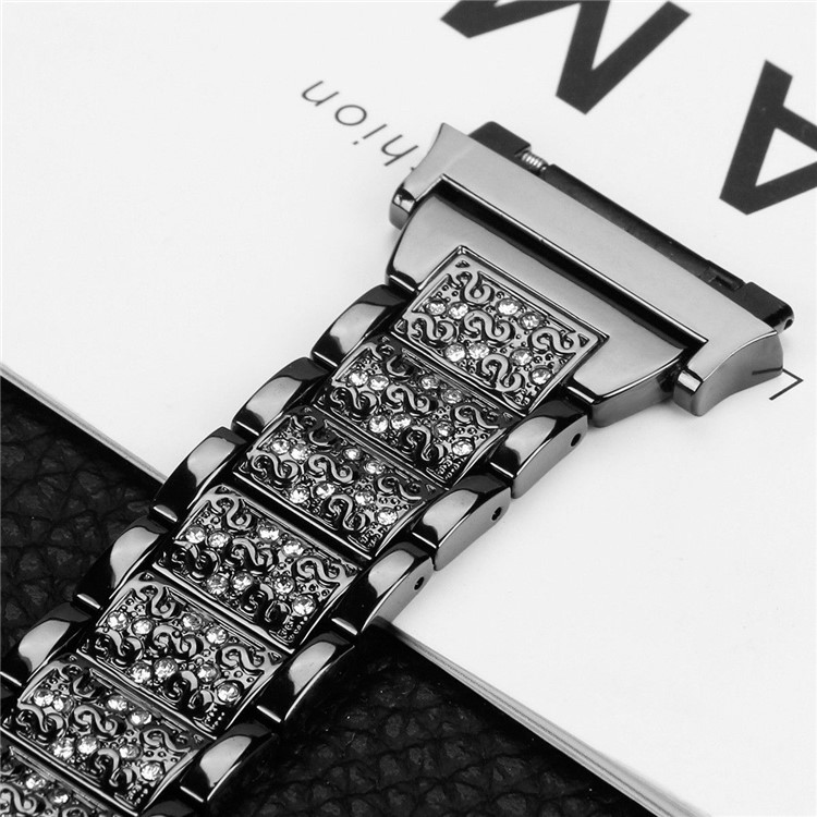Zinc Alloy Rhinestone Decor Replacement Watch Strap for Fitbit Ionic - Black-7