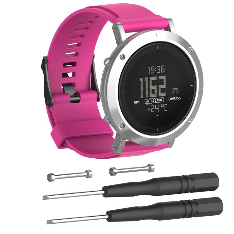 For Suunto Essential Silicone Wrist Watch Strap Replacement with Installation Tools - Rose-2