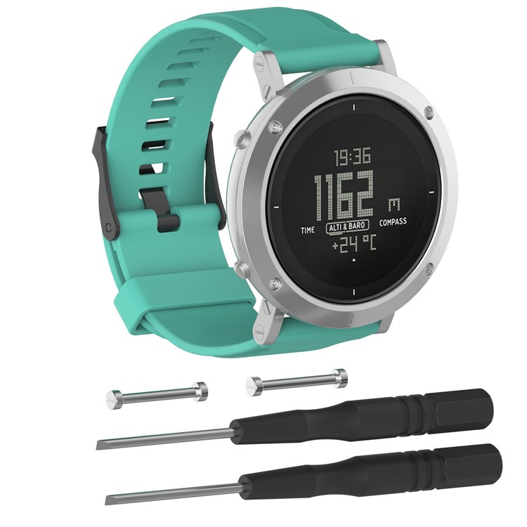 Soft Silicone Wrist Watch Band Strap with Installation Tools for Suunto Essential - Cyan-3