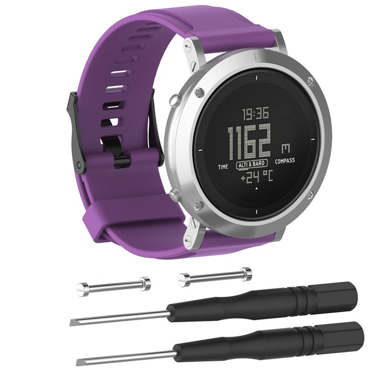 Pin Buckle Silicone Watch Band with Installation Tools for Suunto Essential - Purple-2
