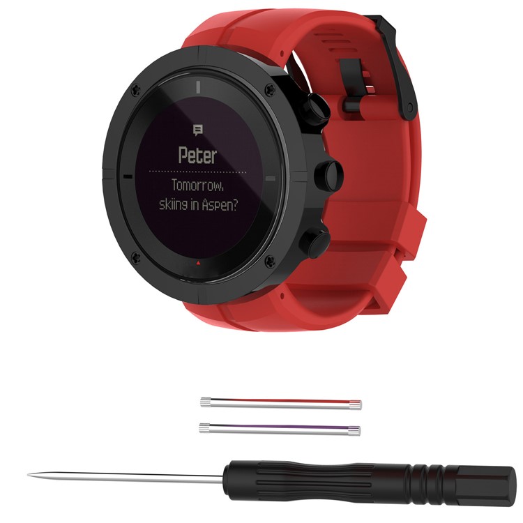 Soft Silicone Wrist Watch Band with Installation Tools for Suunto Kailash - Red-1