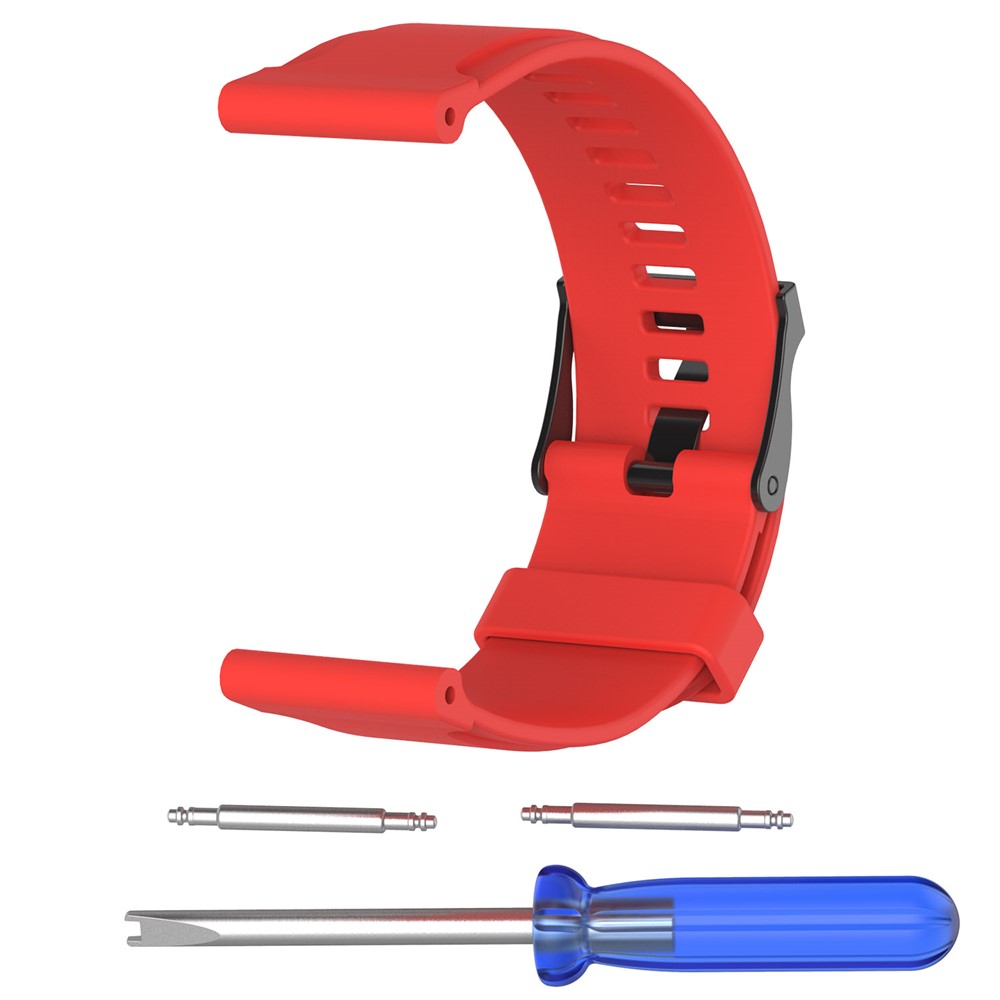 Silicone Watch Wrist Band for Suunto Traverse with Spring Bars and Tool - Red-1