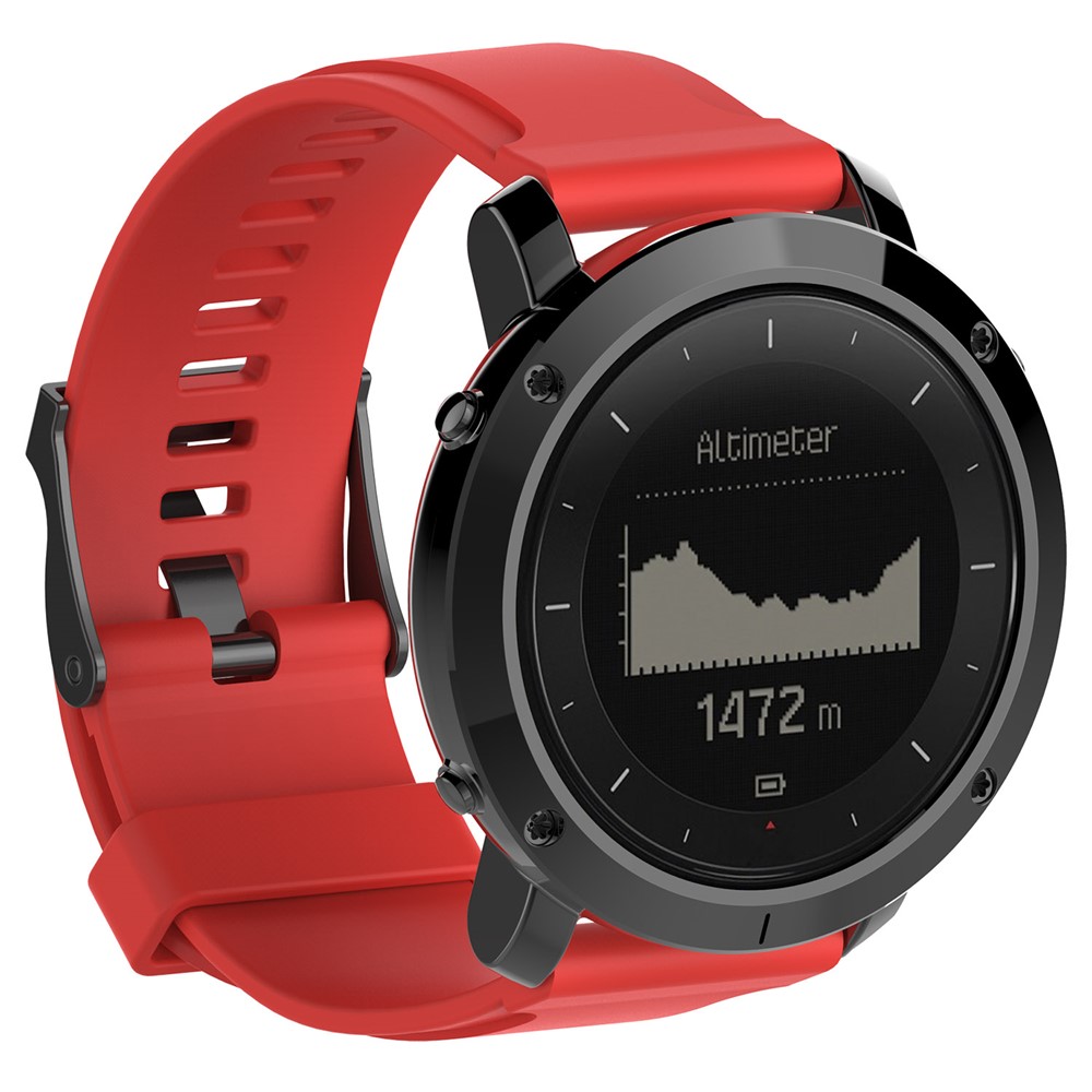 Silicone Watch Wrist Band for Suunto Traverse with Spring Bars and Tool - Red-2