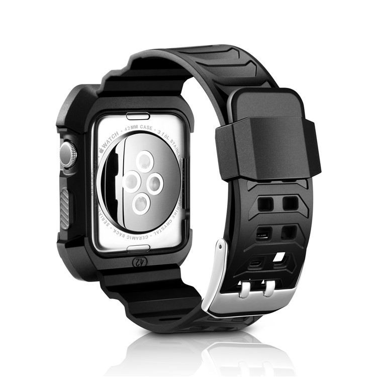 Flexibles TPU Sportuhrarmband Für Apple Watch Serie 2/1 42mm - Schwarz-3