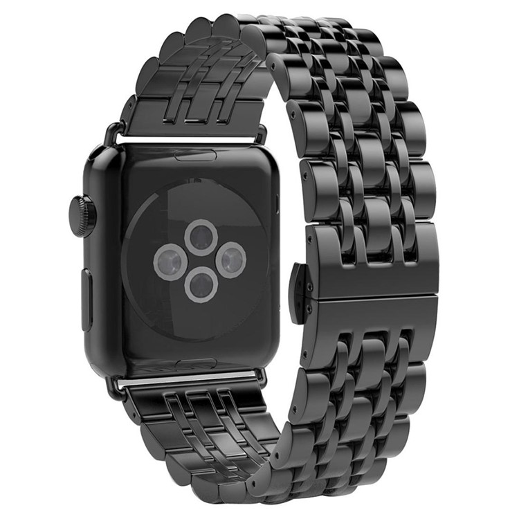 Bracelet De Montre En Acier Inoxydable Pour Apple Watch Series 5 4 40mm / Série 3 2 1 38mm - Noir-1