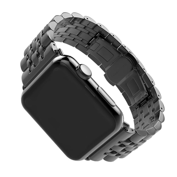 Bracelet De Montre En Acier Inoxydable Pour Apple Watch Series 5 4 40mm / Série 3 2 1 38mm - Noir-2