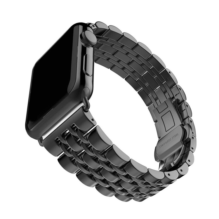 Bracelet De Montre En Acier Inoxydable Pour Apple Watch Series 5 4 40mm / Série 3 2 1 38mm - Noir-3
