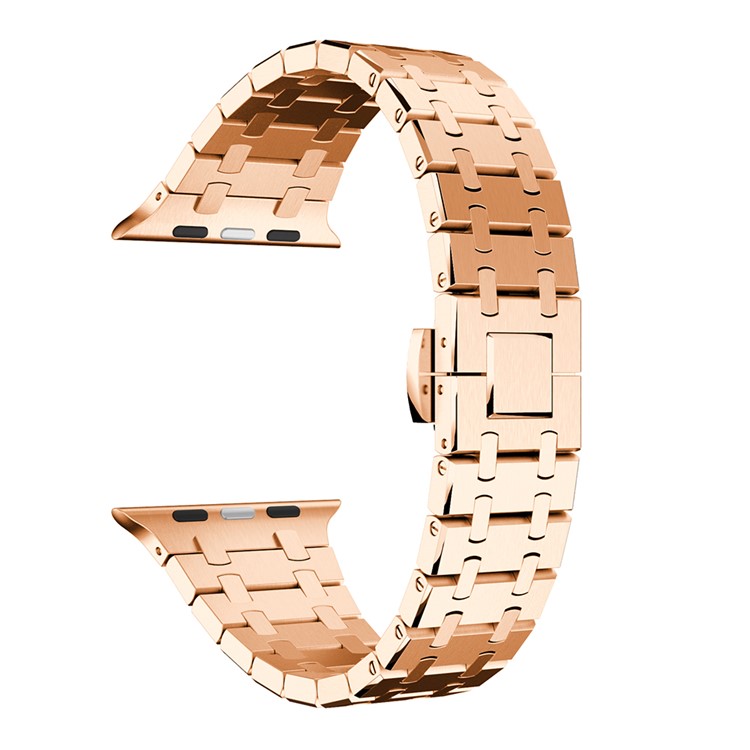 

22cm 316L Stainless Steel Watch Bracelet with Connector for Apple Watch Series 4 40mm / Series 3 2 1 38mm - Rose Gold Color