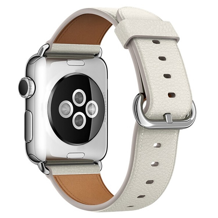 Litchi Texture Genuine Leather Watchband for Apple Watch Series 4 40mm / Series 3 2 1 38mm - White-1