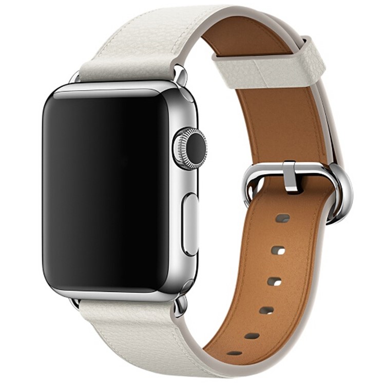 Litchi Texture Genuine Leather Watchband for Apple Watch Series 4 40mm / Series 3 2 1 38mm - White-3
