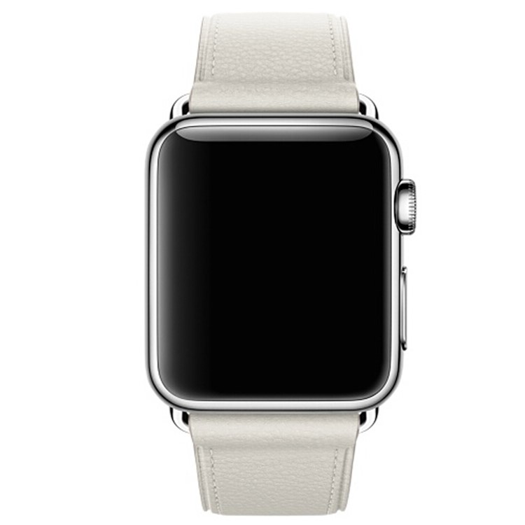 Litchi Texture Genuine Leather Watchband for Apple Watch Series 4 40mm / Series 3 2 1 38mm - White-4
