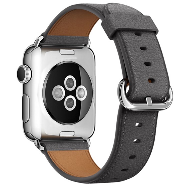 Litchi Texture Genuine Leather Watch Band for Apple Watch Series 4 40mm / Series 3 2 1 38mm - Grey-1