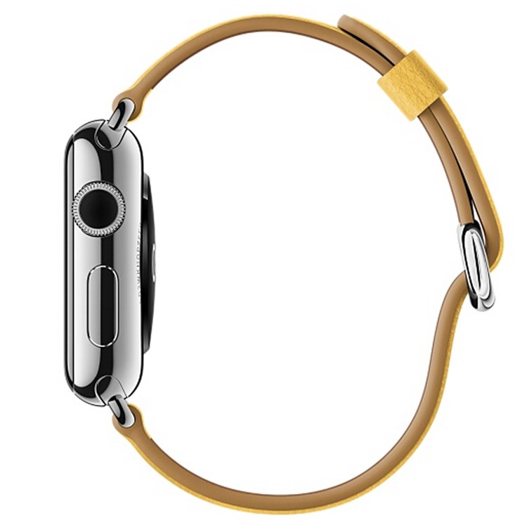 Litchi Texture Genuine Leather Watch Strap Replacement for Apple Watch Series 4 40mm / Series 3 2 1 38mm - Yellow-2