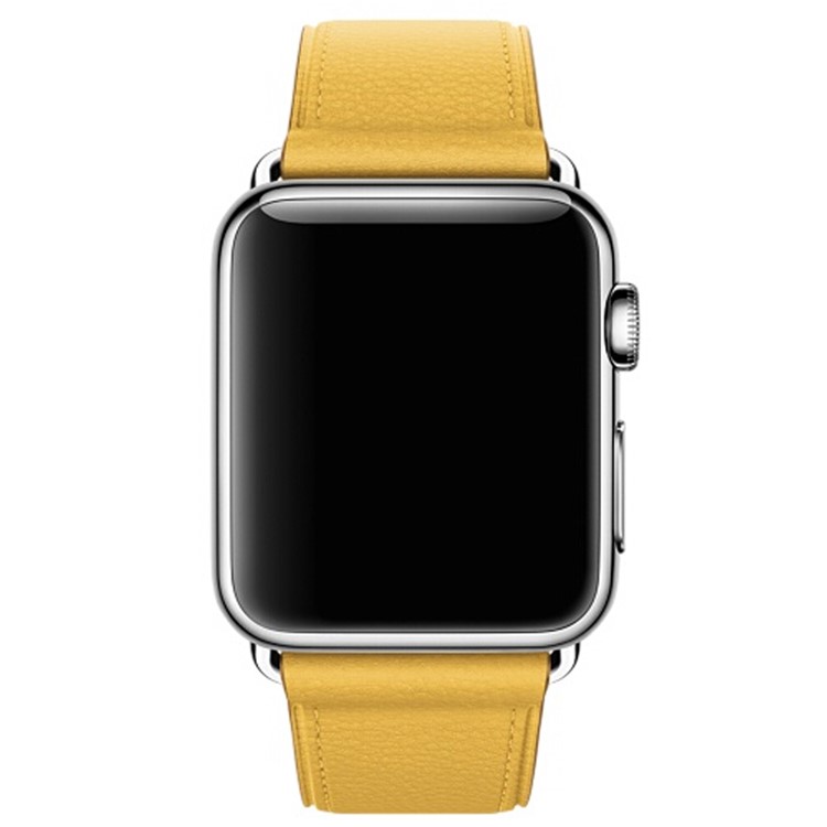 Litchi Texture Genuine Leather Watch Strap Replacement for Apple Watch Series 4 40mm / Series 3 2 1 38mm - Yellow-4