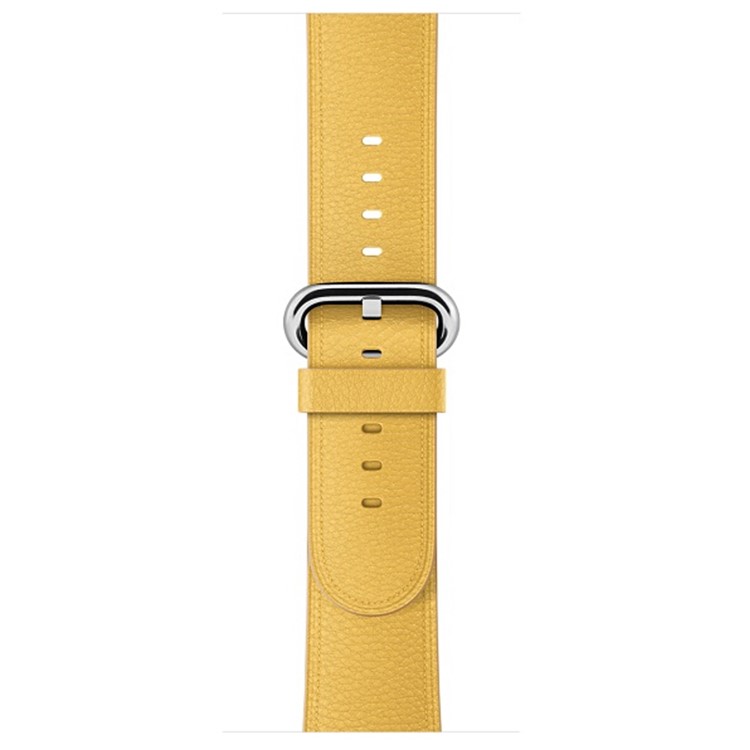 Litchi Texture Genuine Leather Watch Strap Replacement for Apple Watch Series 4 40mm / Series 3 2 1 38mm - Yellow-5