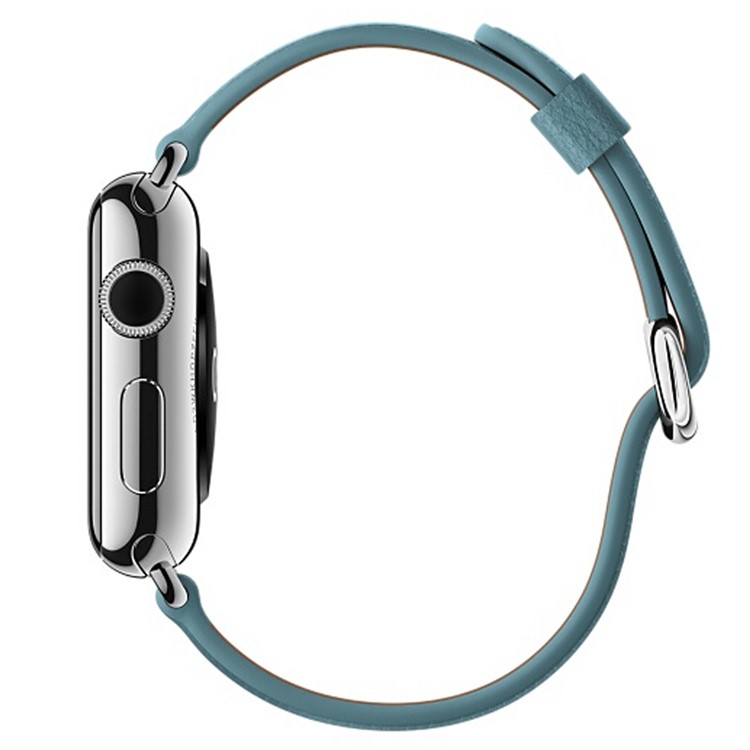 Litchi Texture Genuine Leather Watch Wrist Bracelet for Apple Watch Series 4 40mm / Series 3 2 1 38mm - Baby Blue-2