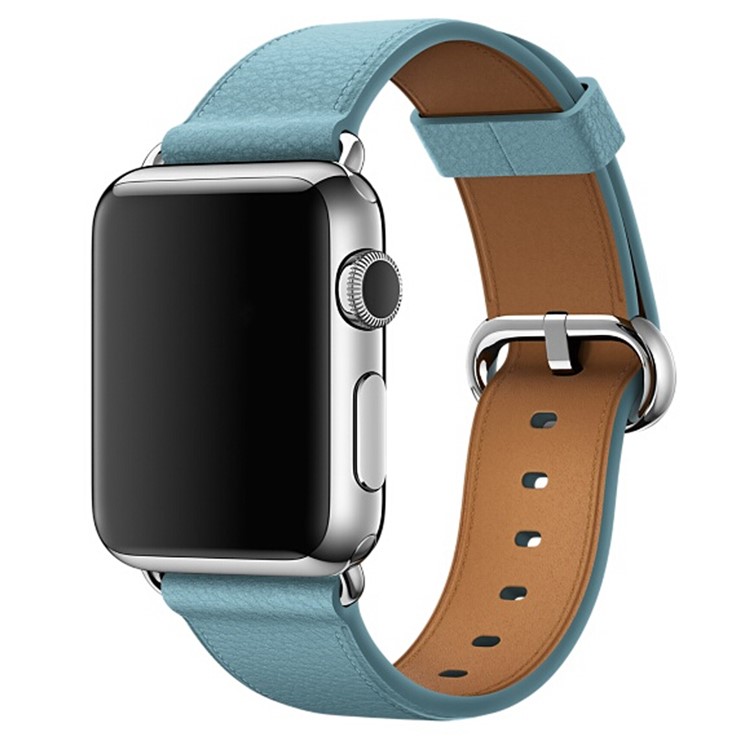Litchi Texture Genuine Leather Watch Wrist Bracelet for Apple Watch Series 4 40mm / Series 3 2 1 38mm - Baby Blue-3