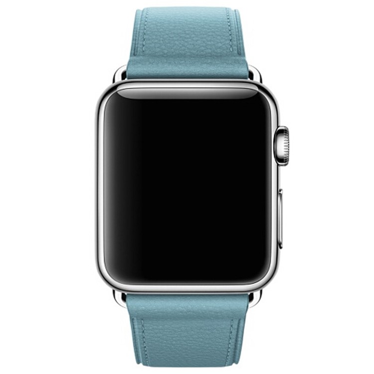 Litchi Texture Genuine Leather Watch Wrist Bracelet for Apple Watch Series 4 40mm / Series 3 2 1 38mm - Baby Blue-4