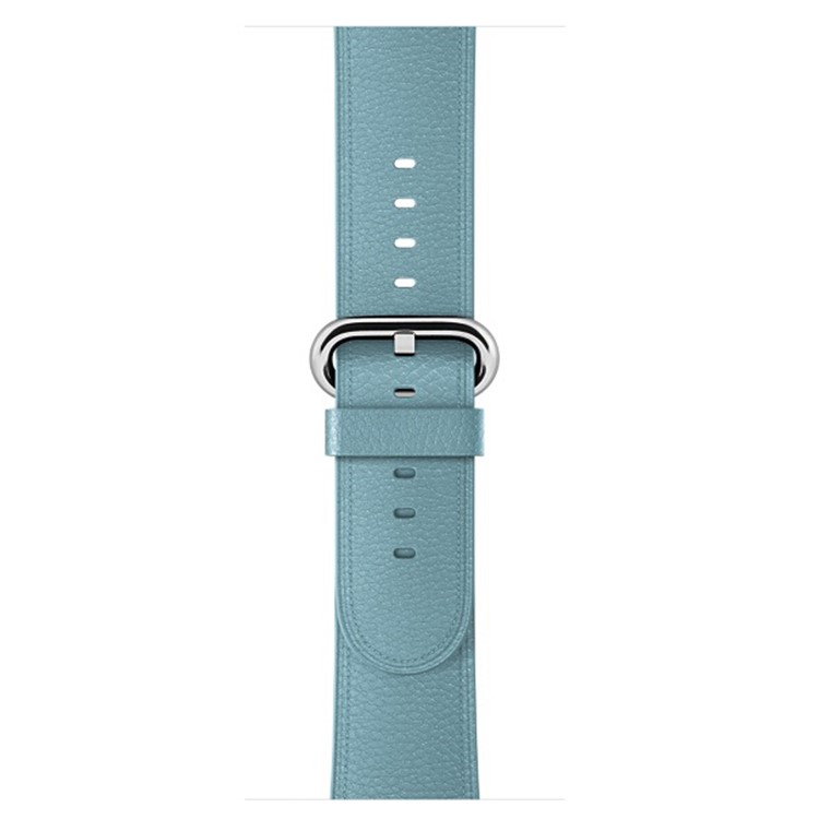 Litchi Texture Genuine Leather Watch Wrist Bracelet for Apple Watch Series 4 40mm / Series 3 2 1 38mm - Baby Blue-5