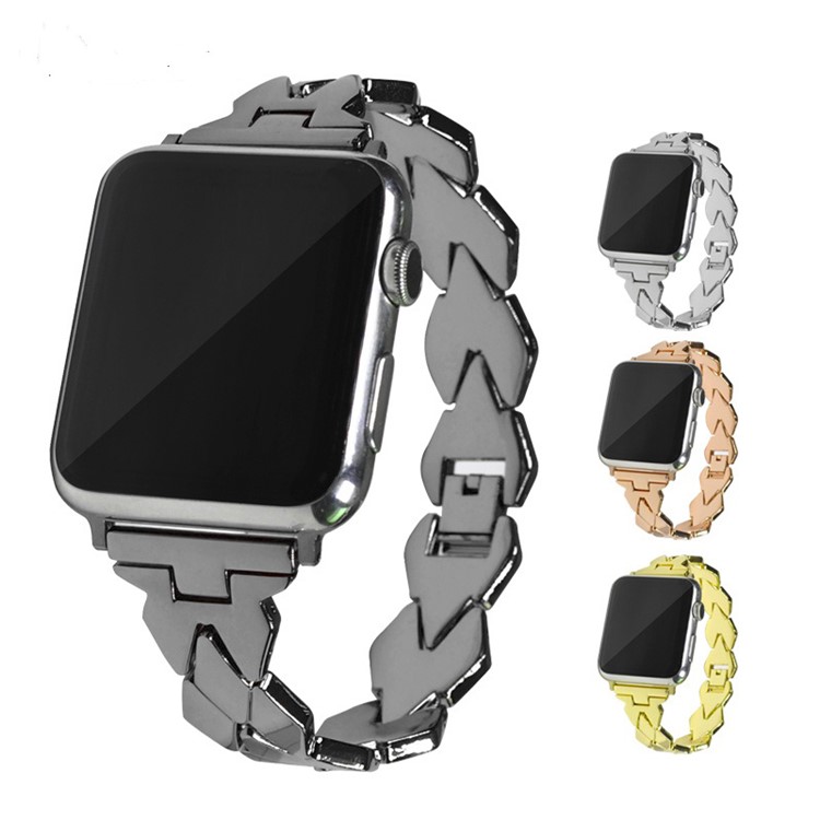 XINCUCO Rhombus Edelstahlarmband Für Apple Watch Serie 3/2/1 38mm - Schwarz-2