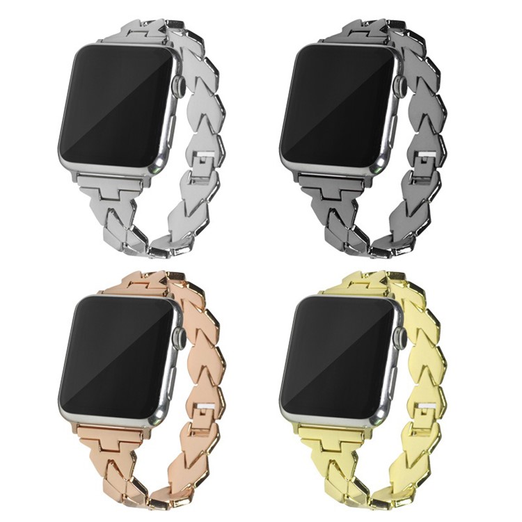 XINCUCO Rhombus Edelstahlarmband Für Apple Watch Serie 3/2/1 38mm - Schwarz-3