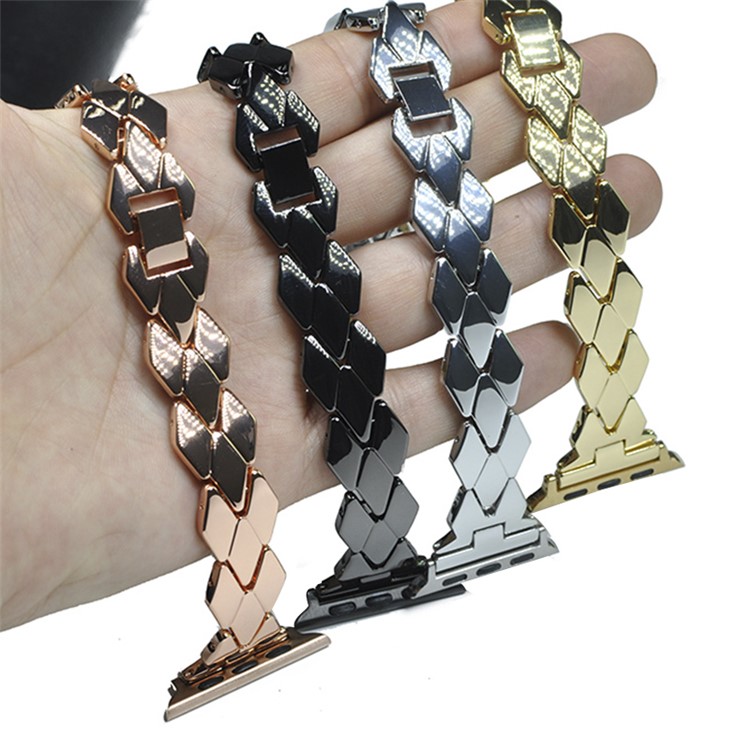 XINCUCO Rhombus Edelstahlarmband Für Apple Watch Serie 3/2/1 38mm - Schwarz-5