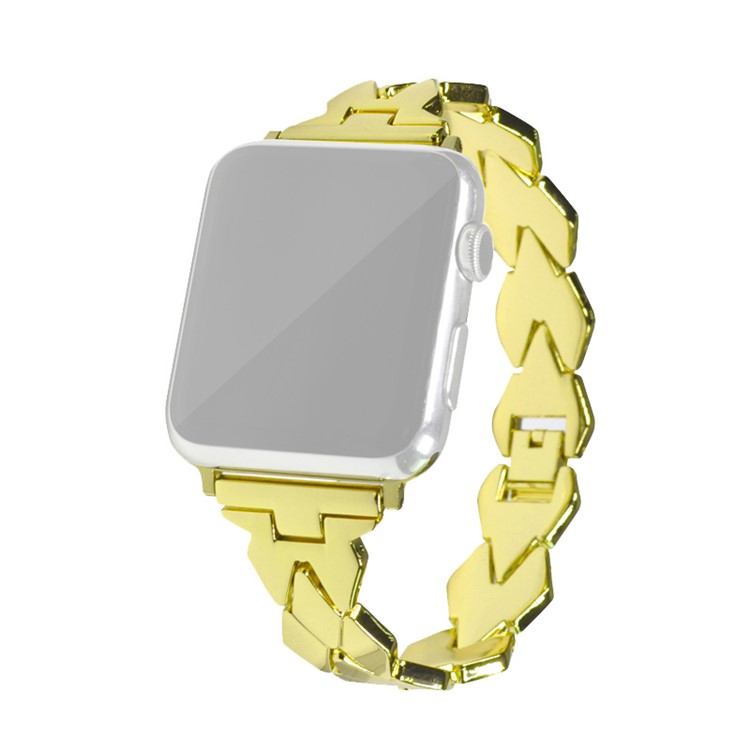XINCUCO Rhombus Stainless Steel Watch Wrist Band for Apple Watch Series 4 40mm / Series 3 2 1 38mm - Gold Color-1